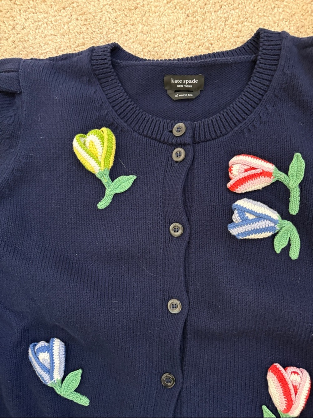 kate spade Navy Knit Button Cardigan